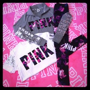 PINK Purple Floral And Silver Bling Set